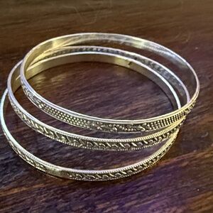 Silver Bangle Bracelet Set of 3